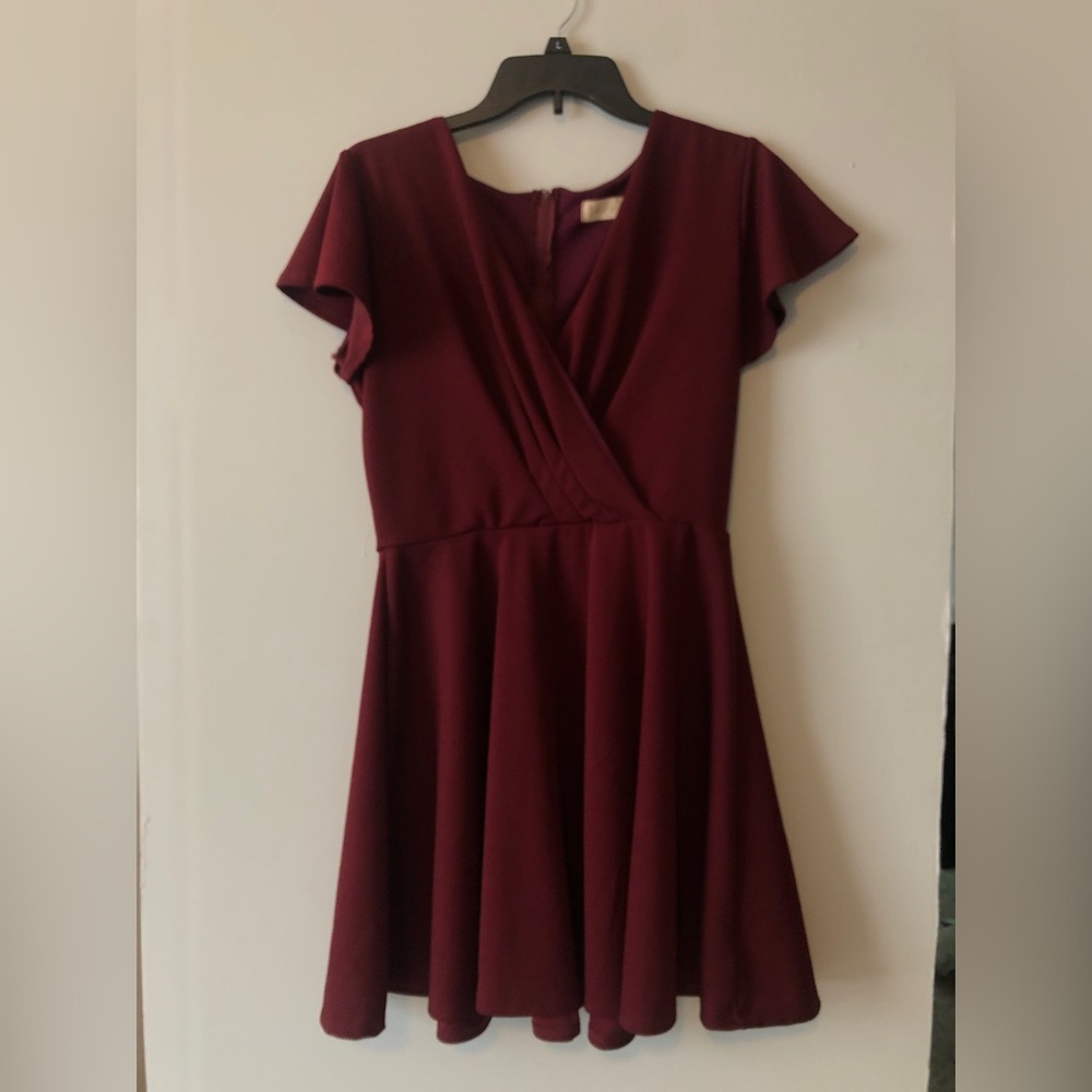 Altar’d State wine v neck mini dress
